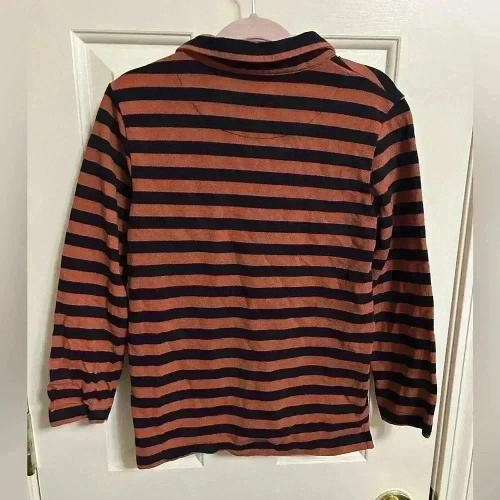 Me & Henry Boys Navy/Burnt Orange Stripe Pique Polo Size 7/8Y - Picture 4 of 4